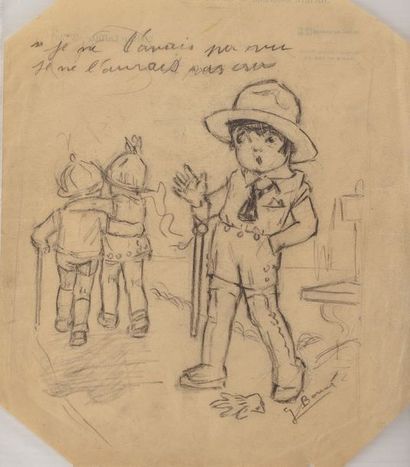 GERMAINE BOURET Ensemble de 4 dessins au fusain sur papier, avec cachet d’atelier...