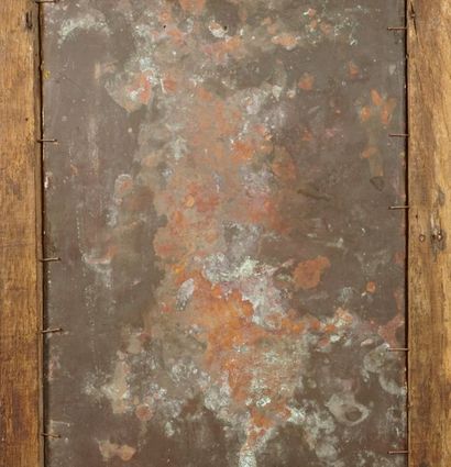 null Hell. Oil on copper in a carved natural wood frame 34 x 22 cm