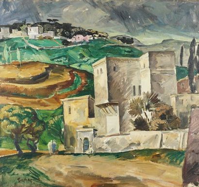Iakov BESPERSTOV (1929) Paysage d'Alger. Huile sur toile signée en bas à gauche 

65...