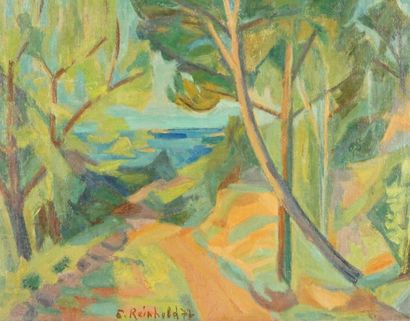 Eleonore REINHOLD (1905-1984) Paysage. Huile sur toile signée 27 x 35 cm