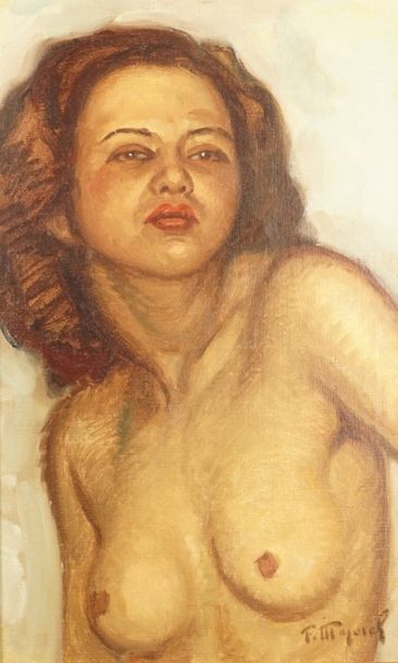 Fernand Majorel (1898-1965) Femme en buste. Huile sur toile signée en bas à droite...