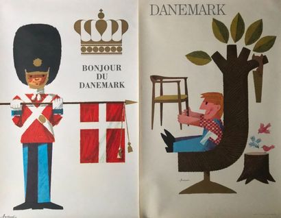 DANEMARK -COPENHAGUE (5 affiches) Ensemble de 5 affiches et affichettes Printed in...