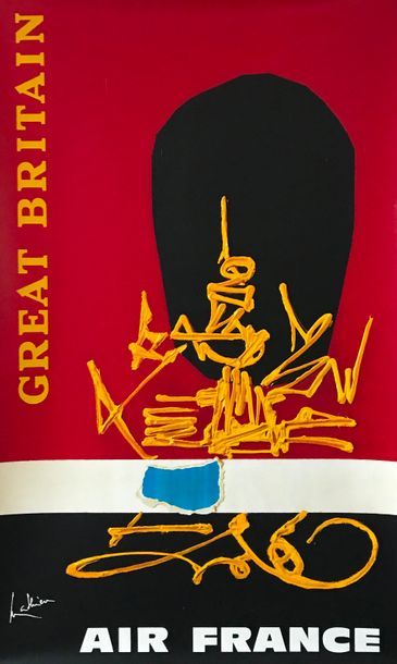 MATHIEU Georges (1921- 2012) (3 affiches) AIR FRANCE.GRANDE-BRETAGNE- ITALIE - URSS...