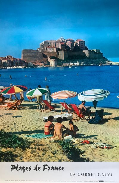 TRUBERT & VIGUIER (photos) (2 affichettes) PLAGES DE FRANCE.”LA CORSE:CALVI”. Vers...