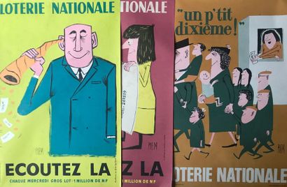 LOTERIE NATIONALE (12 affichettes) LOTERIE NATIONALE.Vers 1960 Ensemble de 11 affichettes...
