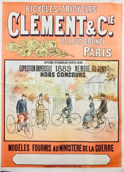 ANONYME BICYCLES TRICYCLES CLÉMENT.”MODÈLES FOURNIS AU MINISTÈRE DE LA GUERRE” Imp.Edw.Ancourt,...