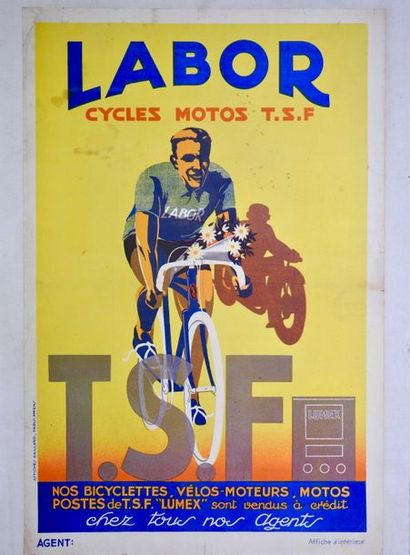 ANONYME LABOR CYCLES-MOTOS -TSF Affiche d’intérieur - Imprimerie Gaillard, Paris-Amiens...