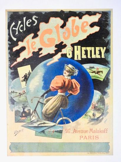 CLOUET Emile (XIX-XX) CYCLES LE GLOBE. 1893 Imprimerie Kossuth, Paris - 43 x 31,5...