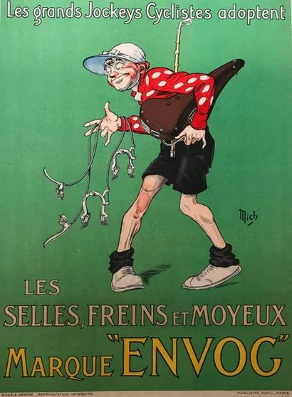 MICH (1881-1923) LES GRANDS JOCKEYS CYCLISTES ADOPTENT.”LES SELLES, FREINS et MOYEUX...