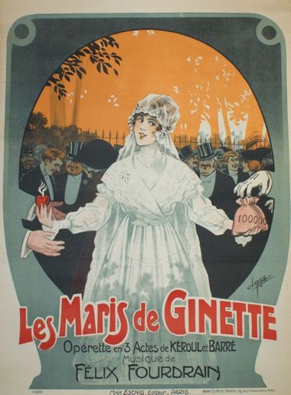 CLÉRICE François et Victor (XIX-XX) (3 affiches) LES MARIS DE GINETTE.Opérette en...