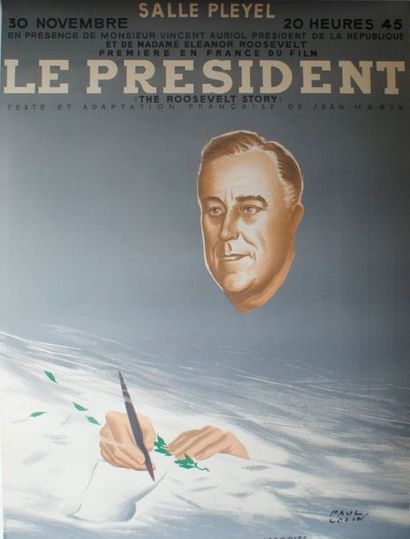 COLIN PAUL (1892-1985) Salle Pleyel.LE PRÉSIDENT.”ROOSEVELT STORY.En présence de...