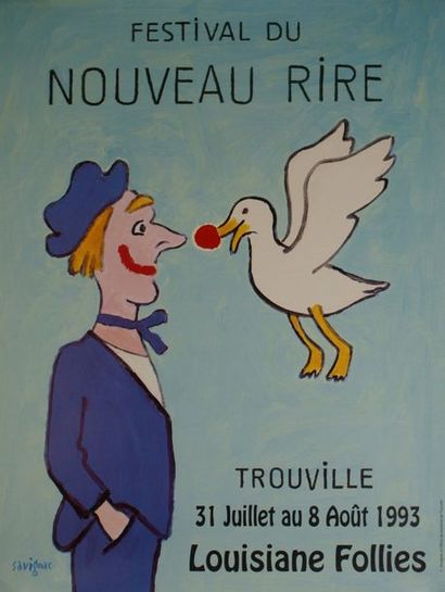 SAVIGNAC Raymond (1907- 2002) TROUVILLE.”FESTIVAL DU NOUVEAU RIRE”.Août 1993 Savignac...