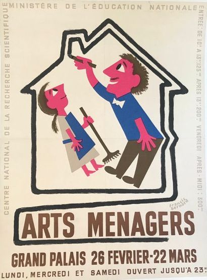 BERNARD Francis (1900-1979) (2 affichettes) ARTS MENAGERS. Vers 1960 Imprimerie Courbet...
