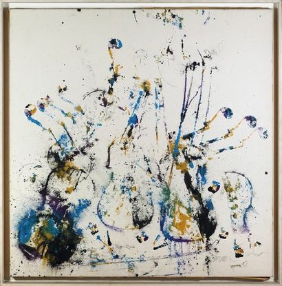 Arman (1928-2005). Empreinte du violon, circa 1990. Peinture sur toile. Signée en...