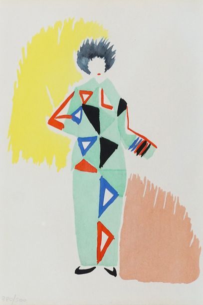 D'après Sonia DELAUNAY (1885-1979). Robes poèmes, d’un ouvrage « 27 tableaux vivants...