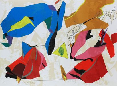 HERVÉ TÉLÉMAQUE (NÉ EN 1937). Bleu de Matisse, 1986. Lithographie. Signée vers le...