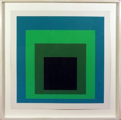 Josef ALBERS (1888-1976). Green, hommage au carré, 1968. Sérigraphie. Monogrammée...