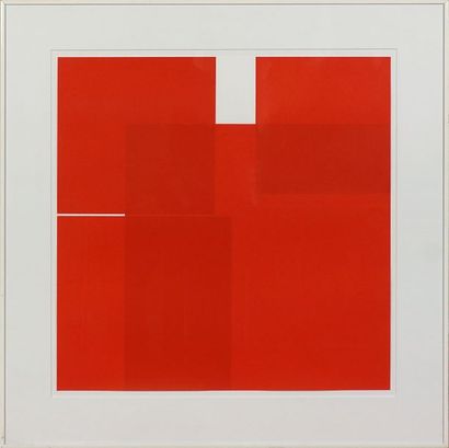Véra MOLNAR (née en 1924). Quatre carrés rouges, 1992-1997. Sérigraphie. Au dos signée,...