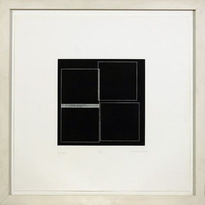 Véra MOLNAR (née en 1924). Quatre carrés, série 1234, 1991. Quatre aquatintes. Chacune...