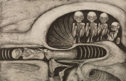 Hans Ruedi GIGER (1940-2014). Livre fantastique relevant de la biomécanique illustré...