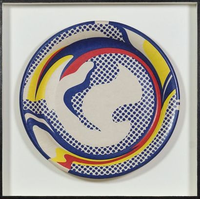 Roy LICHTENSTEIN (1923-1997). Assiette Pop, 1969. Sérigraphie sur assiette, sous...