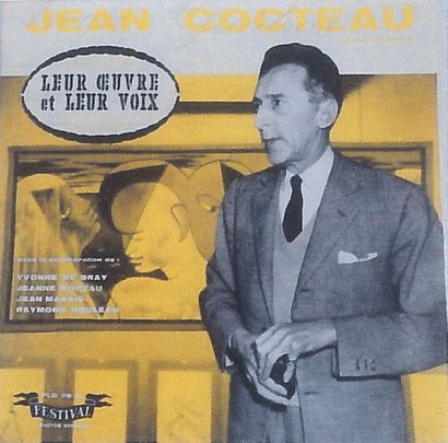 JEAN COCTEAU (1889-1963). Autoportrait, 1955/56. Crayon gras noir et pastels sur...