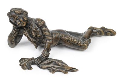 null SMALL BRONZE. A bullfighter wounded on the ground with a mule in his hand......