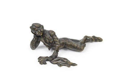 null SMALL BRONZE. A bullfighter wounded on the ground with a mule in his hand......