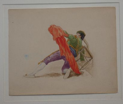 ANONYME. 
Ensemble de six dessins, au lavis ou aquarellés.. S.l., [ca 1900]. Six...