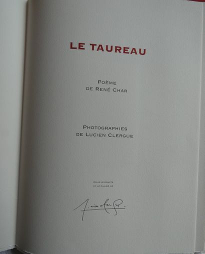 CLERGUE / CHAR (René). 
 Le TaureauPoème de René Char. Photographies de Lucien ClergueMontpellier,...