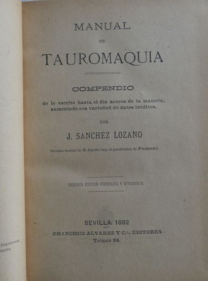 Lot / Livres en espagnolSANTA COLOMA (José). 
 La Tauromaquia compendio de la historia...