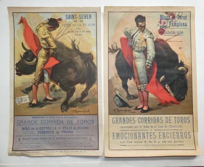 null TWO BULLFIGHTING POSTERS FROM 1936... 27 cm x 43 cm. Very good condition despite...