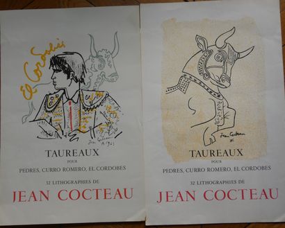 COCTEAU (Jean). Deux Affichettes lithographiées : l'une représentant Cordobès et...