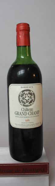 CHÂTEAU GRAND CHAMP - Bordeaux Nine bottles. 1981. IN THE STATE