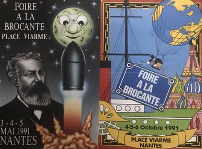 Jules VERNE ( 5 affiches et affichettes) LA CONQUÊTE DE L’ESPACE - CORSO FLEURI -...