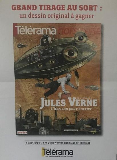 JULES VERNE - PUBLICATION & PRESSE ( 7 affichettes) LE FIGARO - GÉO - GENTE - TÉLÉRAMA...