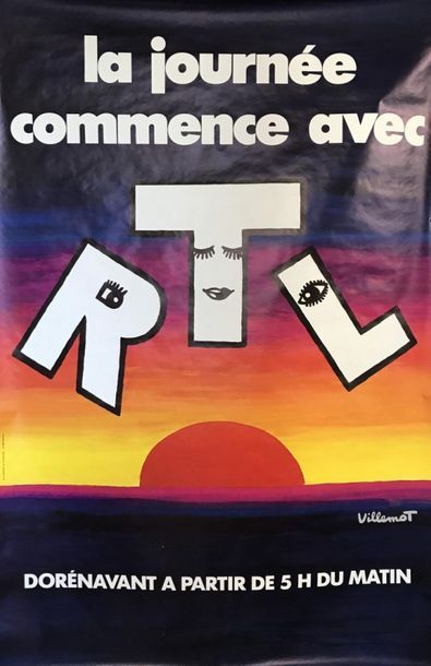 VILLEMOT Bernard (1911-1990) LA JOURNÉE COMMENCE AVEC RTL.. 1985 Etablissements St...
