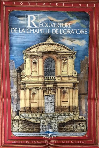 JULES VERNE ( 3 affiches) NANTES.”CHAPELLE DE L’ORATOIRE” (2) & DIJON.”C’ÉTAIT DEMAIN..”...