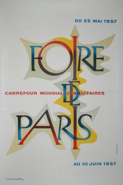 CASSANDRE A.M (Adolphe Mouron) (1901-1968) FOIRE DE PARIS.”Carrefour Mondial des...