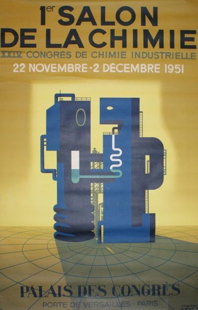 COLIN PAUL (1892-1985) Palais des Congrès.1er SALON DE LA CHIMIE. 1951 Imp.Bedos...