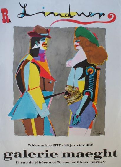 DIVERS (4 affiches) DALI -KANDINSKY - LINDNER -TAPIES Imp.Maeght (copyright) et Imp.Arte,...