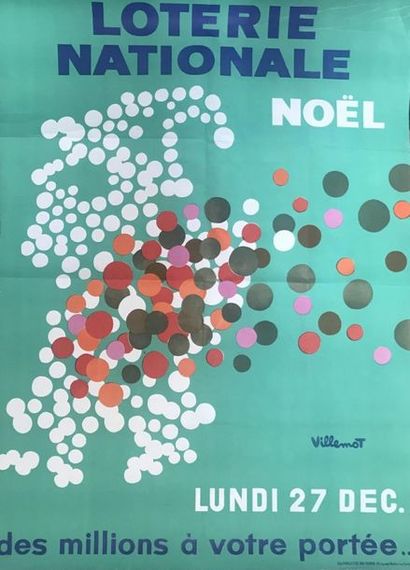 VILLEMOT- CUENDET - MULLER - SAVOCA (4 affiches) LOTERIE NATIONALE NOËL & LOTERIE...