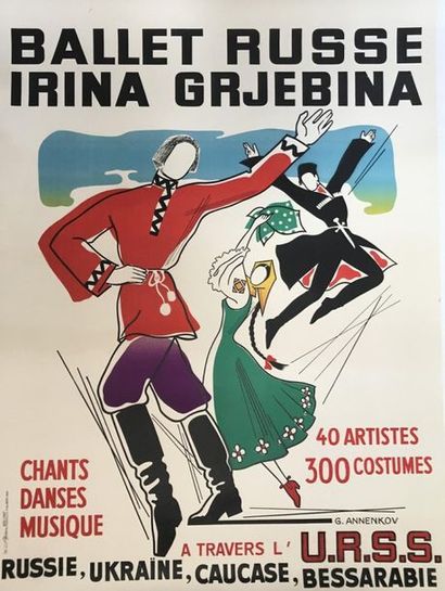 ANNENKOV Georges (1889-1974) BALLET RUSSE IRINA GRJEBINA. Affiches et Publicité,...