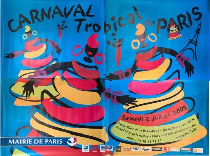 CARNAVAL (2 affiches) Mairie de Paris-”CARNAVAL TROPICAL DE PARIS”. 2005 et BAGNEUX...