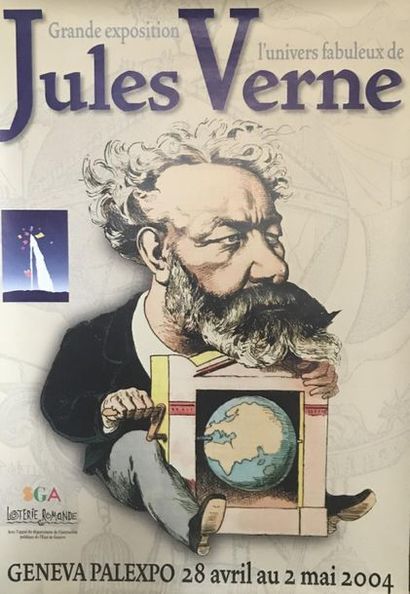 Jules VERNE (10 affiches et affichettes) GENEVA PALEXPO - LE TOUR DU MONDE en 80...