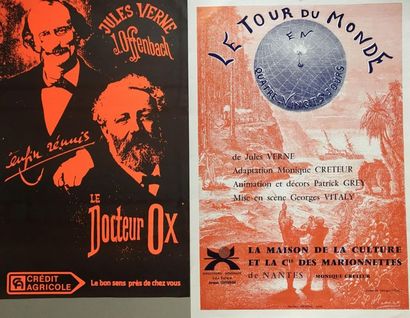 Jules VERNE (10 affiches et affichettes) GENEVA PALEXPO - LE TOUR DU MONDE en 80...
