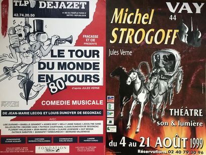 Jules VERNE (10 posters and flyers) GENEVA PALEXPO - LE TOUR DU MONDE en 80 JOURS...