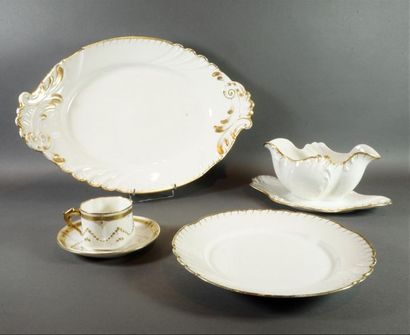 LUCE White and gold porcelain tableware and coffee service (chips) 