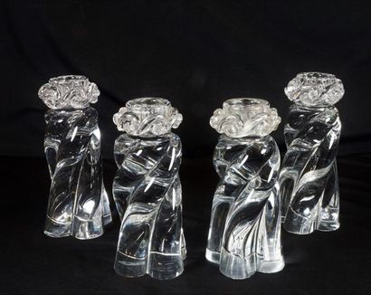 BACCARAT 2 pairs of crystal candleholders .H 17 to 18 cm