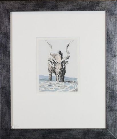 Paul JOUVE d’après. Antelope and monkey two color engravings. 15 x 11 cm